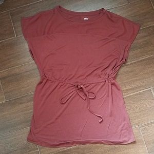 Mixed Media Tie Waist Top